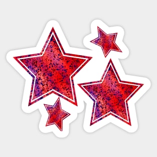 Red and Blue Splatter Stars Sticker